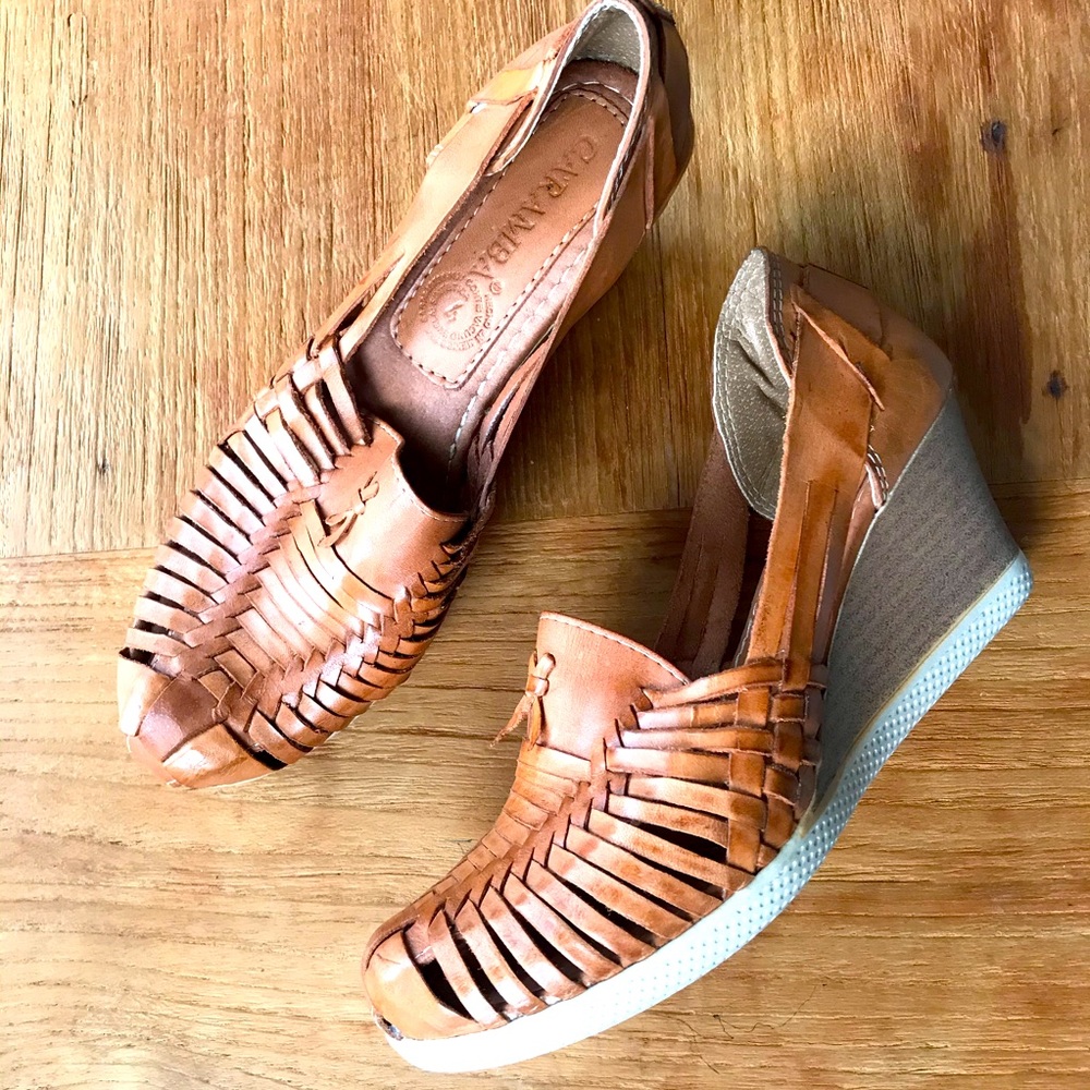 Brand new, genuine leather huarache wedges